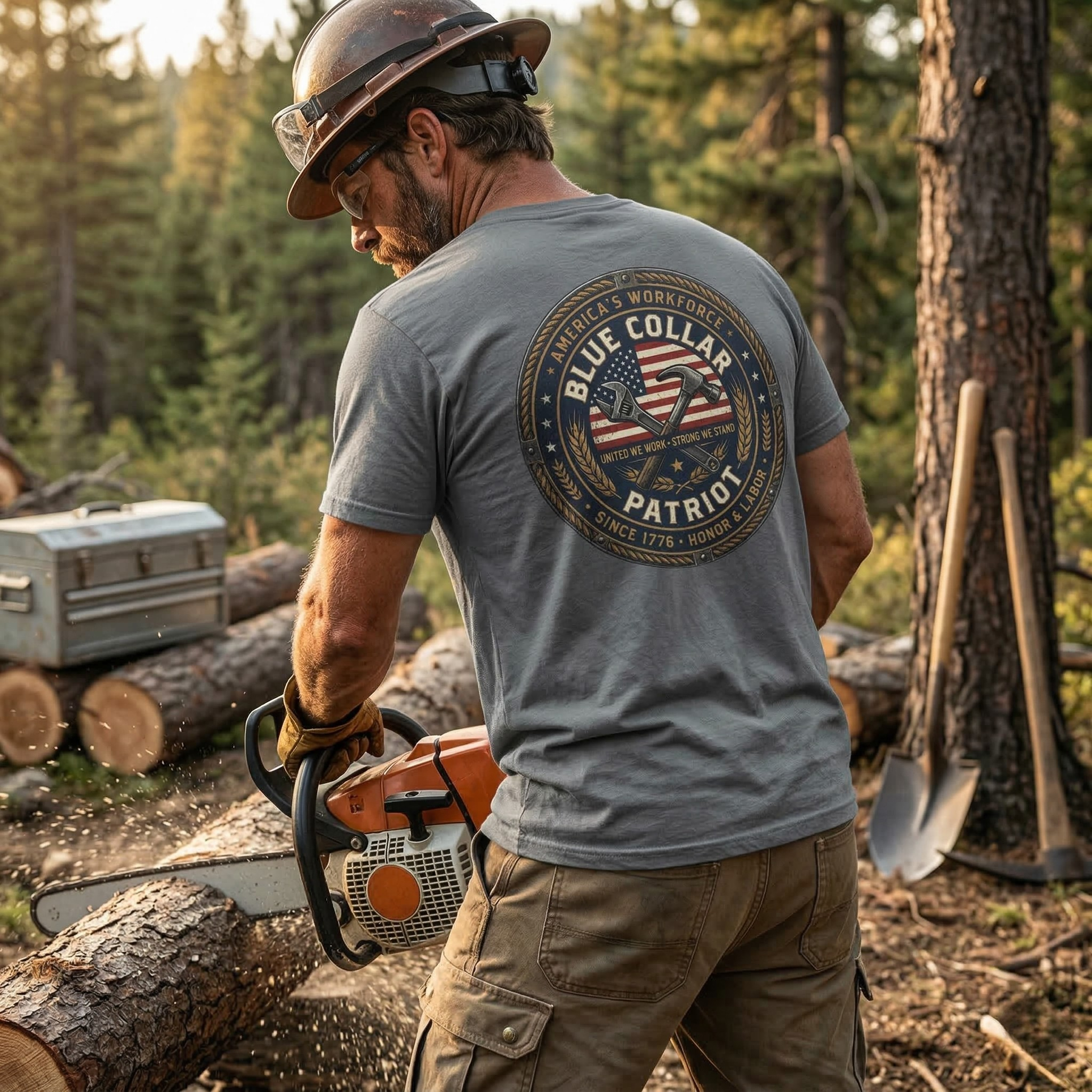 Blue Collar Patriot Graphic Tee