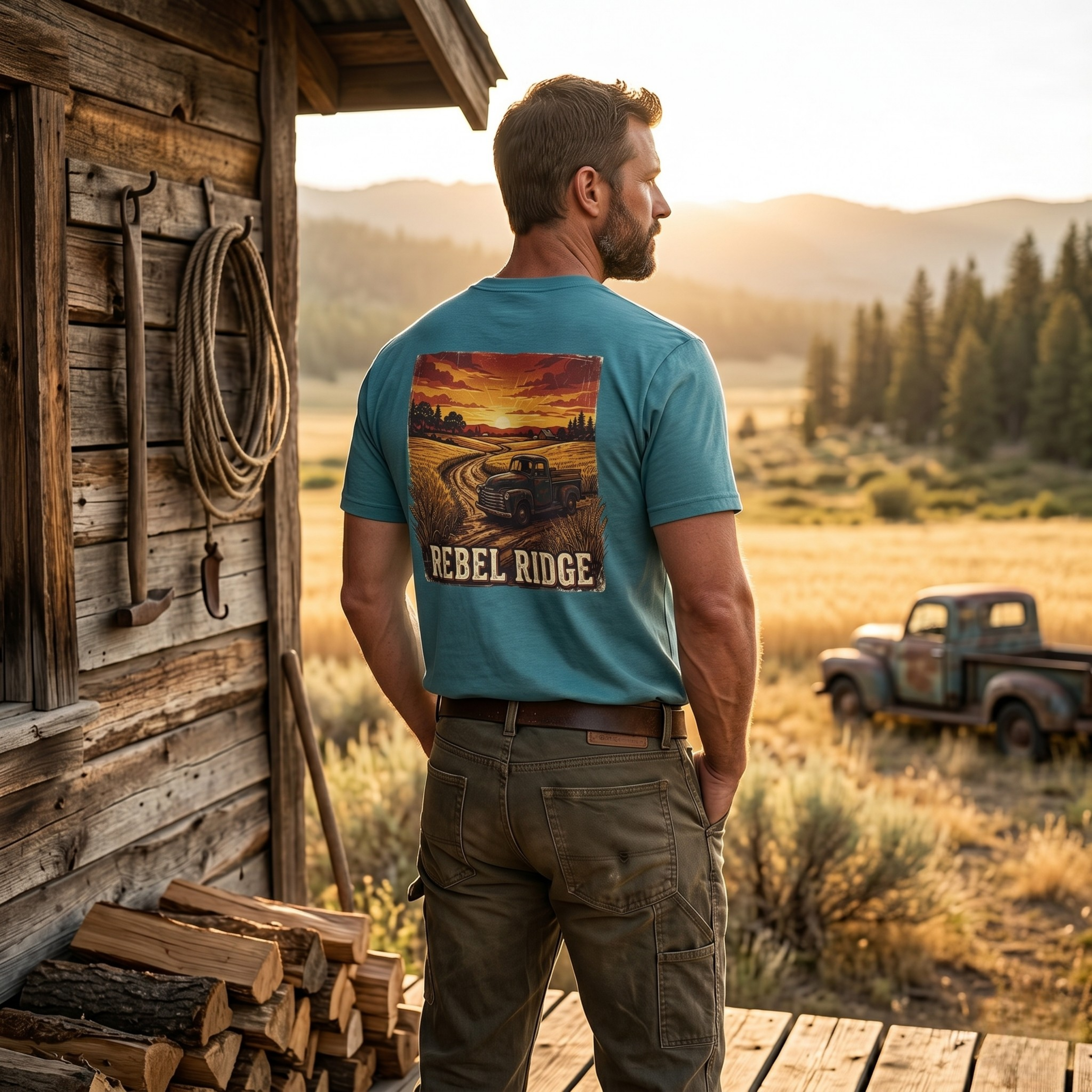 Rebel Ridge Sunset Truck Graphic Tee